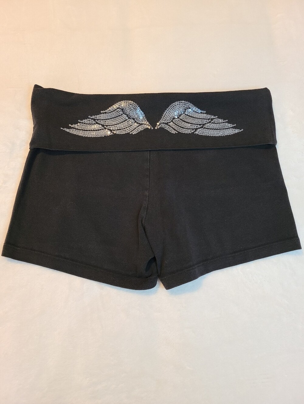 Y2K Victoria's Secret Angel Wing Bling Cotton Foldover Shorts Size M